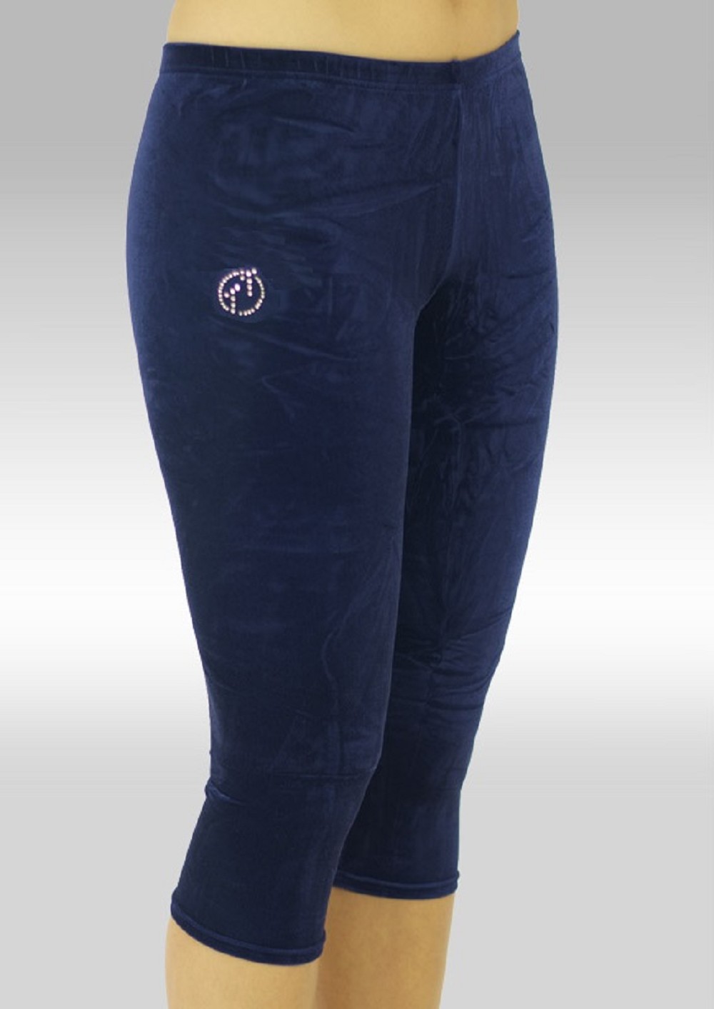 Legging 3/4 Turnlegging blau glatt Stretch Samt K754ma