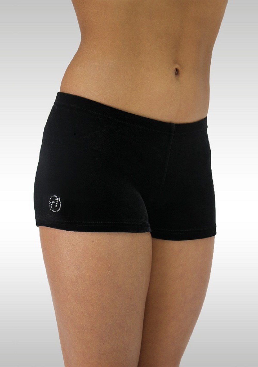 Legging kurz Turnlegging schwarz glatt Stretch Samt K758zw